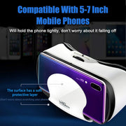 VR Headset with Controller Adjustable 3D VR Glasses Virtual Reality Headset HD Blu-Ray Eye Protection Support 5~7 Inch for Phone/Android