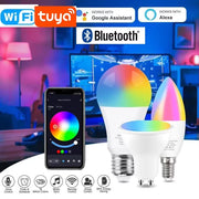 Tuya GU10 Spotlight Wifi LED Bulb RGB E27 Bluetooth E14 Candle Dimmable 110V 220V Alexa Lamp Alice Voice Control Home Room Decor